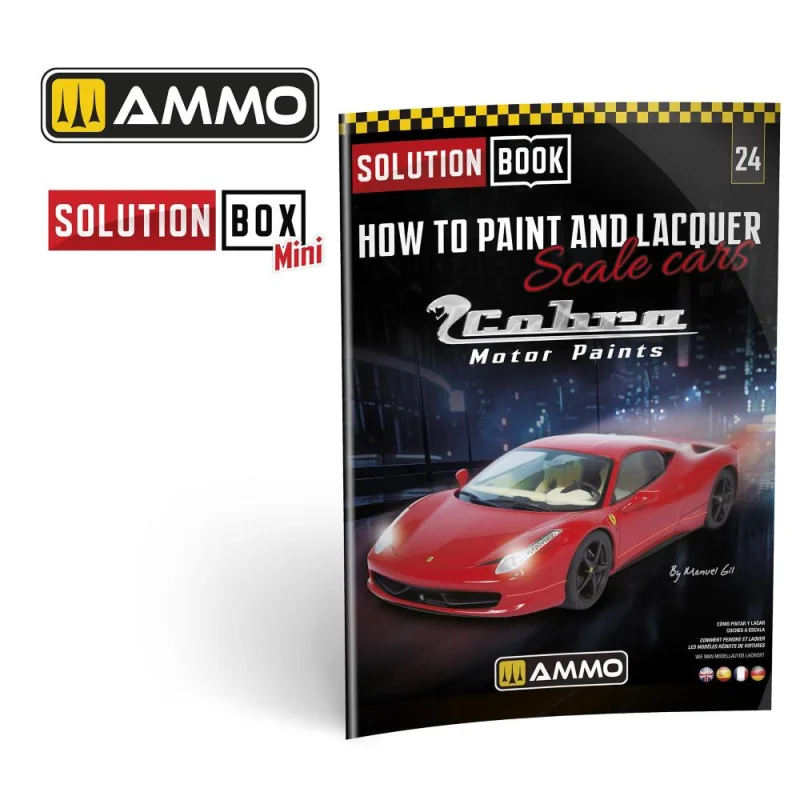 AMMO - MIG JIMENEZ AMMO OF MIG: SOLUTION BOX MINI 24 - How to Paint and Lacquer Scale Cars - COBRA MOTOR PAINTS