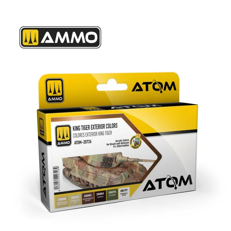 Peinture AMMO of MIG: ATOM King Tiger Exterior Colors Set (6 colori per set)