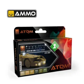 Peinture AMMO of MIG: ATOM Gravity Set 1 - Green and Sand (6 Paints Per Set)