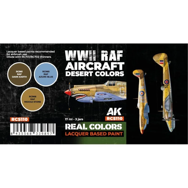 Peinture à maquette acrylique AK INTERACTIVE: Real Colors WWII RAF Aircraft Desert Colors SET