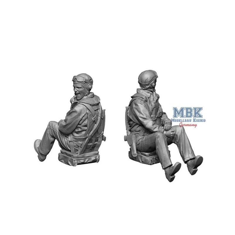 Figurines WW2 US Navy Pilot & Rear Gunner set 2 (Zeros) 1:32