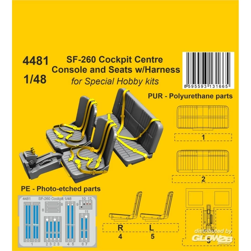  SF-260 Cockpit Centre Console and Seats w/Harness / for SH kits