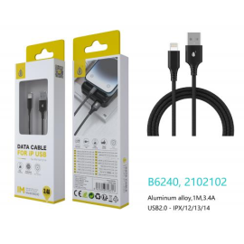  Câble aluminium Data et charge pour IPhone - 3,4A - 1m - B6240 - Noir