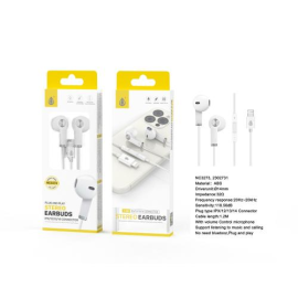  Ecouteur + Micro Lightning - pour Iphone 5 à 14- 1.2m -Plug and Play NC3273- Blanc