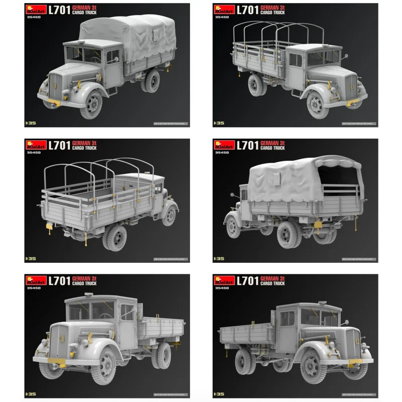 Kits de superdétail pour véhic L701 GERMAN 3T CARGO TRUCKPlastic Model Kit 1:35 Scale