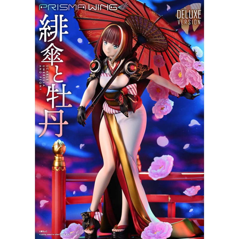 Original Illustration by Fuzichoco statuette PVC 1/7 Prisma Wing Scarlet Umbrella And Peony Deluxe Version 32 cm