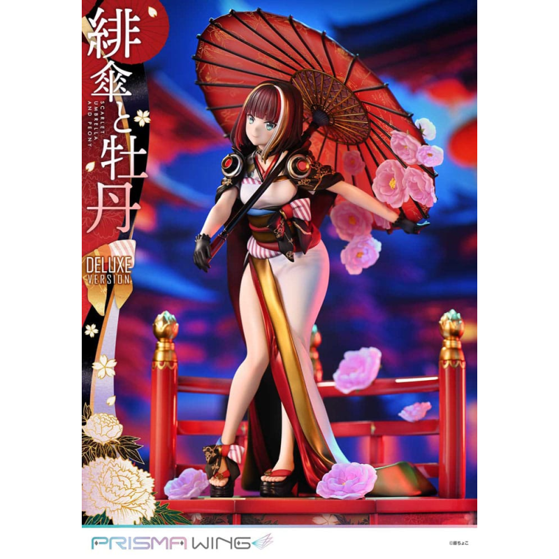 Original Illustration by Fuzichoco statuette PVC 1/7 Prisma Wing Scarlet Umbrella And Peony Deluxe Version 32 cm