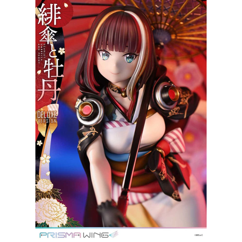 Original Illustration by Fuzichoco statuette PVC 1/7 Prisma Wing Scarlet Umbrella And Peony Deluxe Version 32 cm