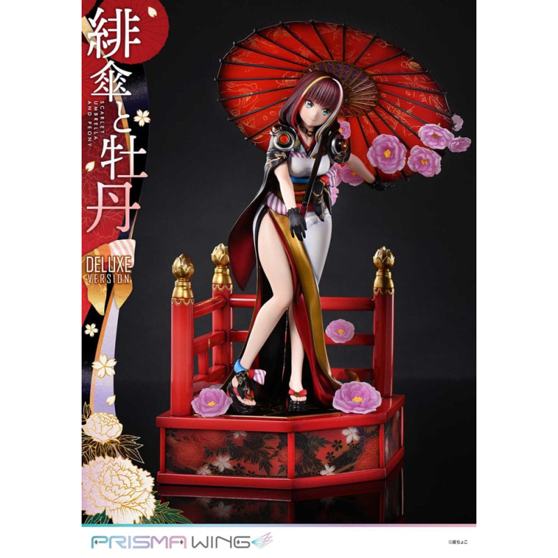 Original Illustration by Fuzichoco statuette PVC 1/7 Prisma Wing Scarlet Umbrella And Peony Deluxe Version 32 cm