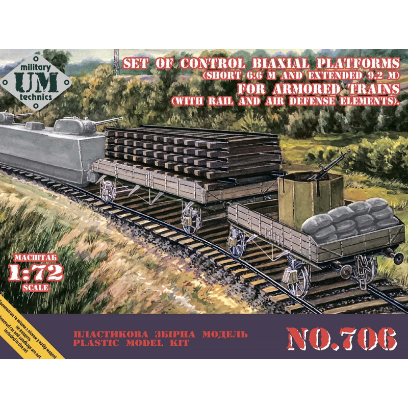  Set of control biaxial flat wagons