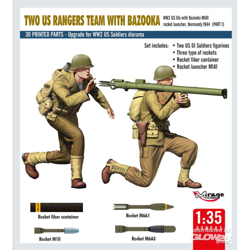 Figurines historiques TWO US RANGERS TEAM WITH BAZOOKA