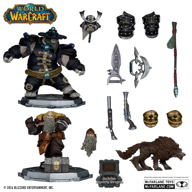 World of Warcraft Pack 2 statuettes PVC 1/12 Dwarf Hunter: Beast Master & Pandaren: Monk (Gold Label) 15 cm