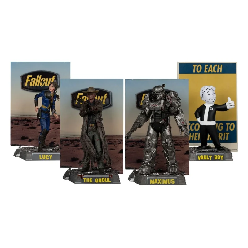 Figurine Fallout pack 4 statuettes Movie Maniacs Lucy, Maximus, The Ghoul & Vault Boy 15 cm