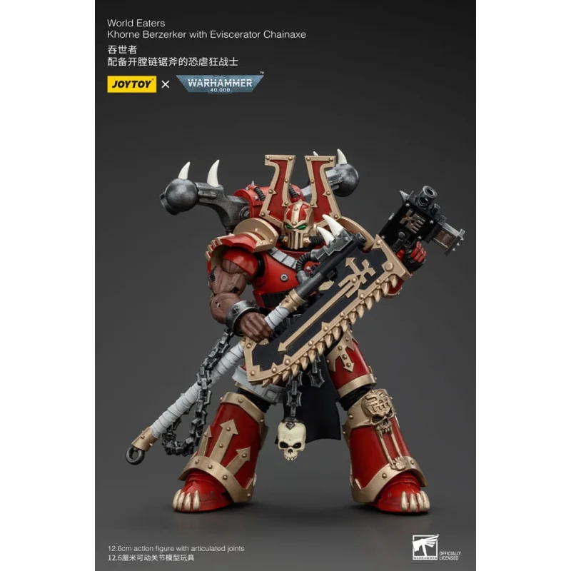 Warhammer 40k figurine 1/18 World Eaters Khorne Berzerker with Eviscerator Chainaxe 13 cm