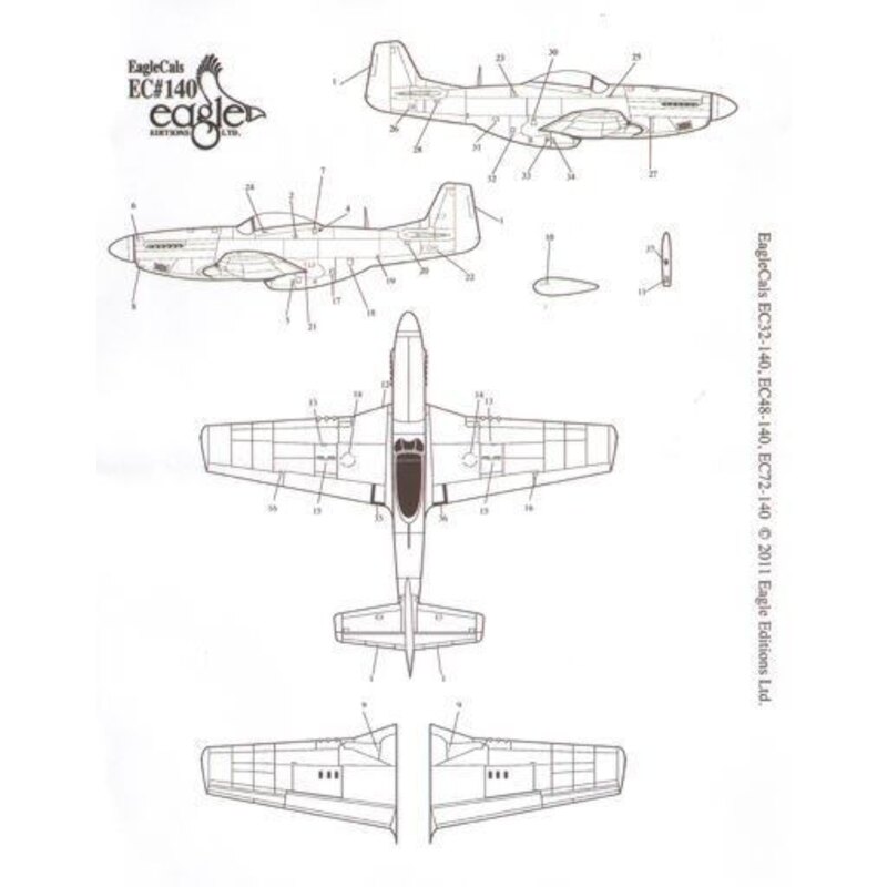 Décal P-51D Mustang Part 2 (3) 44-13305 WR-Z 355th FG Capt Henry Brown 'Hun Hunter/Texas', non standard OD on upper surfaces, wh