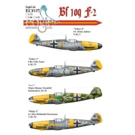 Décal Messerschmitt Bf 109F-2 includes.... Yellow 8 Fw. Heinz Jahner 9./JG 2 Yellow 1 Uffz. Felix Sauer 6./JG 53 - + - Major H