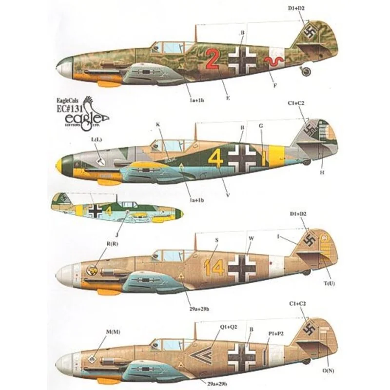 Décal Messerschmitt Bf 109F-4. Markings for Red 2 8./JG 27 Yellow 4 9./JG 27 Pilot: Obfw. Eberhard von Boremski Yellow 14 3./JG 