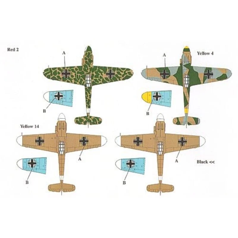 Décal Messerschmitt Bf 109F-4. Markings for Red 2 8./JG 27 Yellow 4 9./JG 27 Pilot: Obfw. Eberhard von Boremski Yellow 14 3./JG 