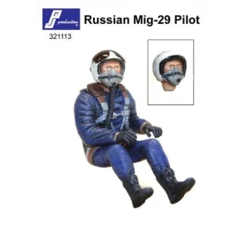 Pilote russe de MiG-29 assis dans l'avion / (le kit contient deux têtes qui représentent les deux types de casques). Cette figur