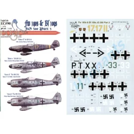 Décal Messerschmitt Bf 109G and Focke Wulf Fw 190A-6 (4) 109 Yellow 17 II/JG300 RLM 74/75 overpainted with`dark grey - + Stab 