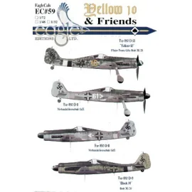 Décal Focke Wulf Fw 190D-13/R11/D-11/D-9 (4) Yellow 10 Stab JG26 Now on display at MesaAZUSA Black 14 Stab JG26 White 61 White 