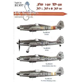 Décal Focke Wulf Fw 190D-9 (4) Yellow 15 7/JG301 red/yellow fuselage band Blue 9 II/JG6 RLM 81/83/76 Black -+- Christl Stab/JG6