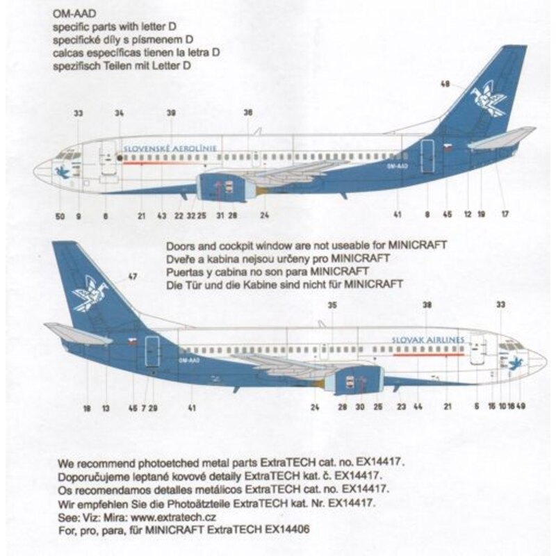 Décal Boeing 737-300 SLOVAK Airlines OM-AAA//E