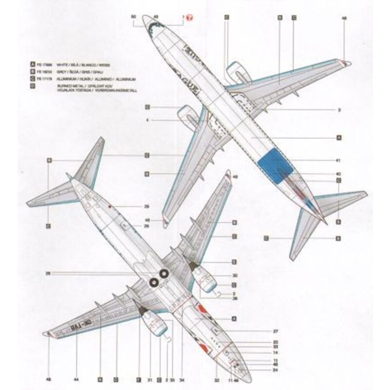 Décal Boeing 737-800 TRAVEL SERVICE Fly from Prague OK-TVB designed to be used with Revell kits)