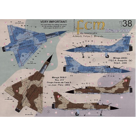 Décal Mirage 2000 (2) 4947 1st GDA Anapolis Brasil 2006 Lt/Dk Blue Grey; 061 Esq 412 GAC 4 La Joya, Peru 2002 FS30118/30277/363