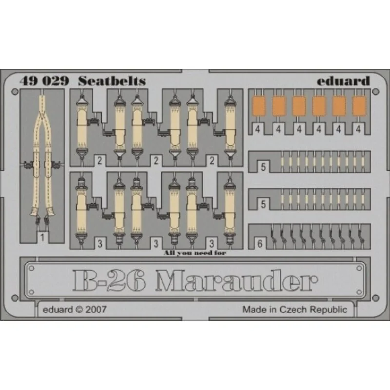 ceintures de Martin B-26 Marauder pré-peintes en couleur (pour maquettes Monogram et Revell) 