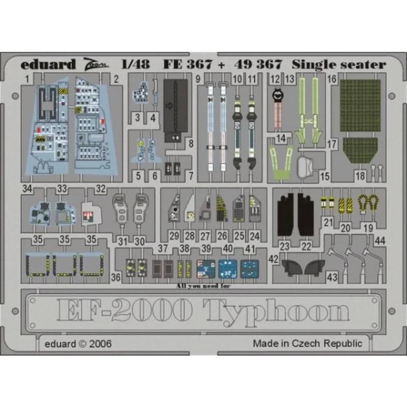 Eurofighter EF-2000 Typhoon monoplace - pièces pré-peintes en couleur (pour maquettes Revell) 