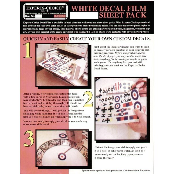 Décalcomanie Kits-world Papier décalcomanie blanc LASER x 3