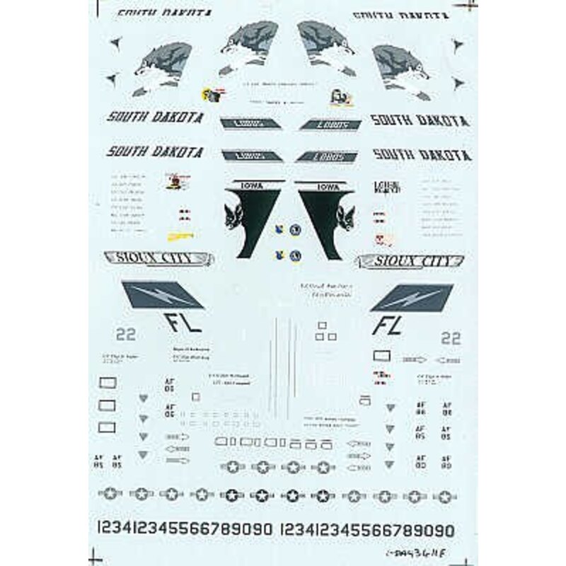 Décal General Dynamics F-16A Fighting Falcon /C (4) 85-547 Iowa ANG The Bats Sioux City 80-577/FL 125FG Florida ANG 85-398 South