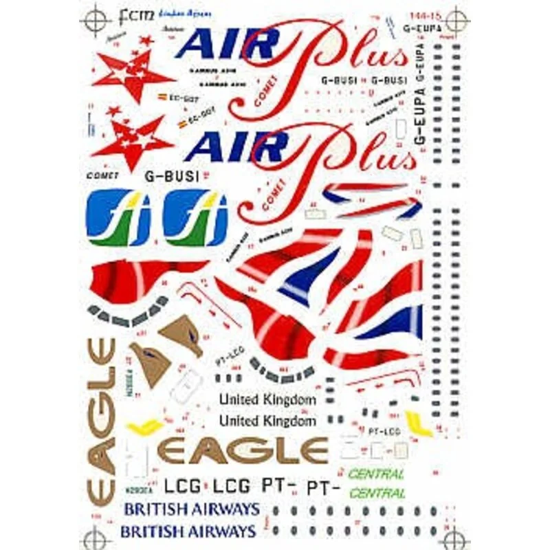 Décal Airbus A319 les British Airways le Chantier naval de Chatham G-EUPA ou Airbus A320 G-BUSI Airbus A310AirPlus Comet 4B F-27