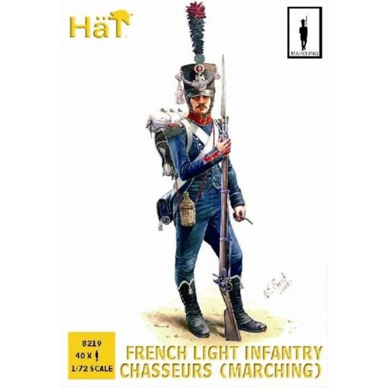 Chasseurs français marchant. 40 figurines par boîte