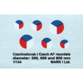  Décal Czechoslovak/CzAF roundels White outline (dia 500, 600, 800 mm), 2 sets