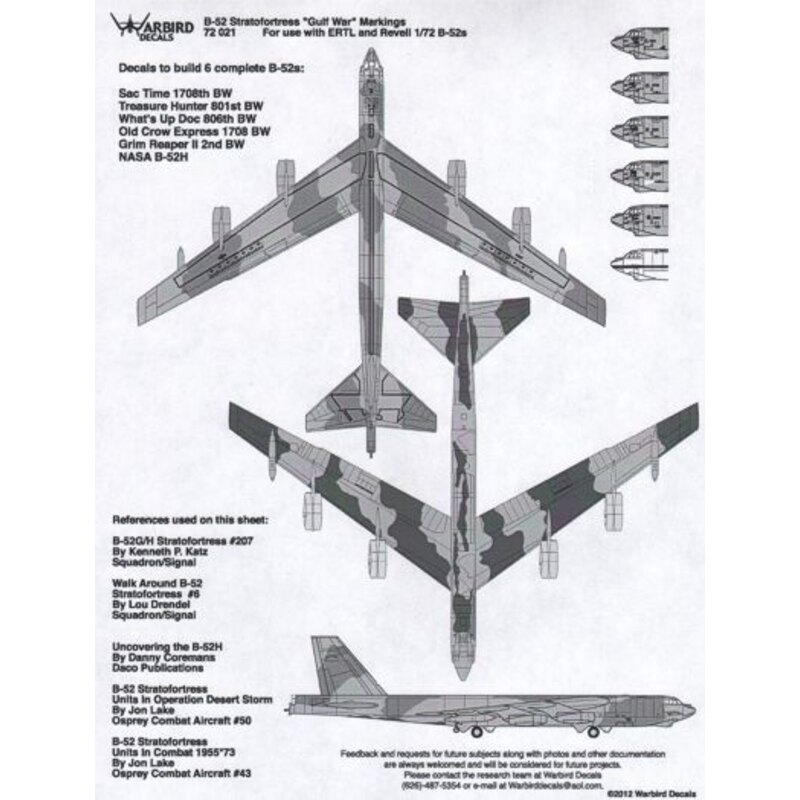 Décal Gulf War Boeing B-52 Stratofortress avec nose Art et NASA B-52