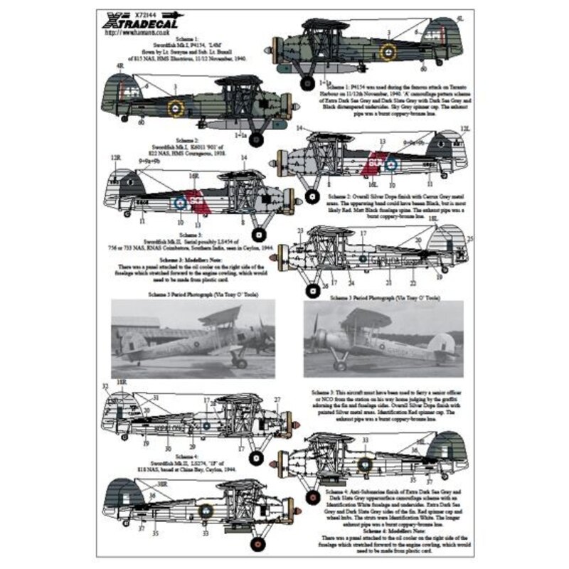 Décal Fairey Swordfish Mk.I/Mk.II/Mk.III Part 1 (8) 4A 815 NAS Lt.Cdr K. Williamson HMS Illustrious Taranto 11/12 November 1940