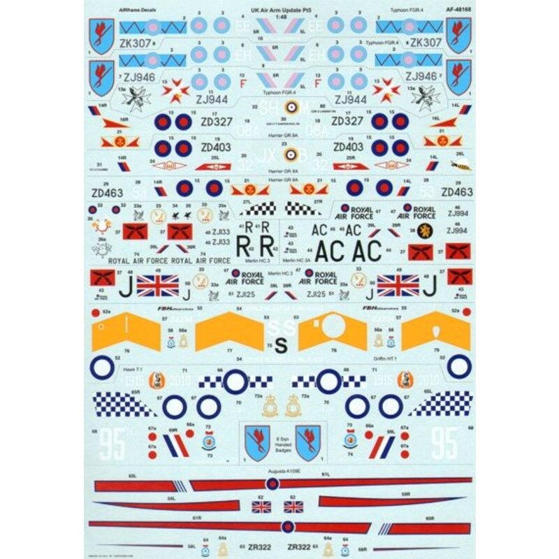 Décal UK Air Arm Update Part 5 2010 (12) BAe Harrier GR.9 (3) ZD327 JX-B/32 1 (F) Sqn 2010; ZD463/52 800 NAS 2009; ZD327 SH-M/08
