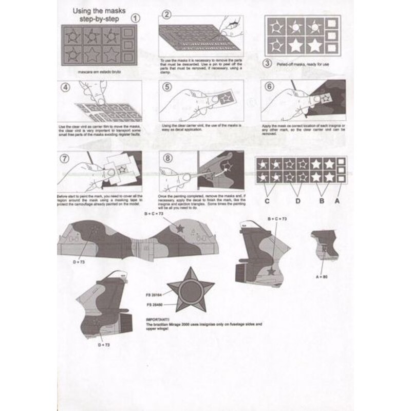 Décal Dassault Mirage 2000B, C, 5F, D, N (9) C 4647 et D; 4933 FAB Brasil AF 2007; 5-OZ EC 2/005; 5F 2-EB EC 1/003 Cigognes 2010