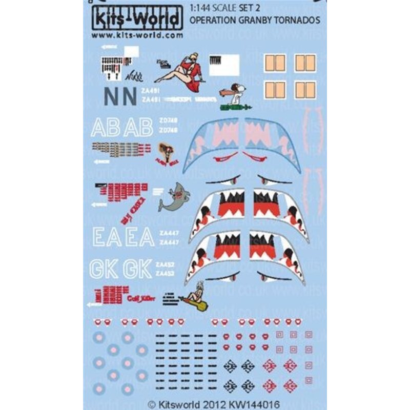 Décal Tornado GR.4 Desert Storm 1991 (4) ZA491/N Nikki/Nora Batty - Snoopy Airways 20 Squadron Tabuk; GR4 ZD746/AB Alarm Belle 9