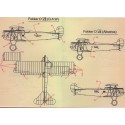 Décal Fokker D.VII Pt 2 (6) Jasta 19 Yellow nose; Jasta 18 blue fuselage avec blue/white check band; Jasta 13 Lozenge fuselage a