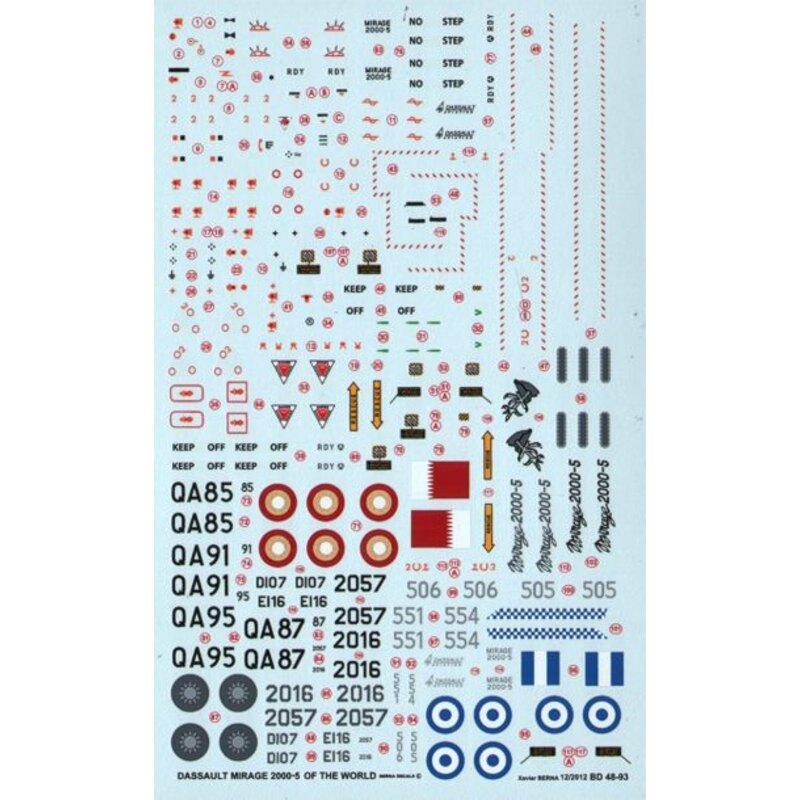 Décal 12 Dassault Mirage 2000-5 of the world : 2000-5EG n°551 05/2010 & n°554 11/2011 and 2000-5BG n°505 & 506 in 09/2010, 331 M