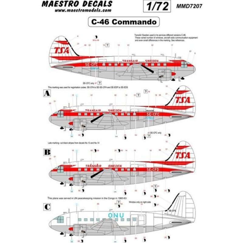 Décal Curtiss C-46 Commando decal TransAir