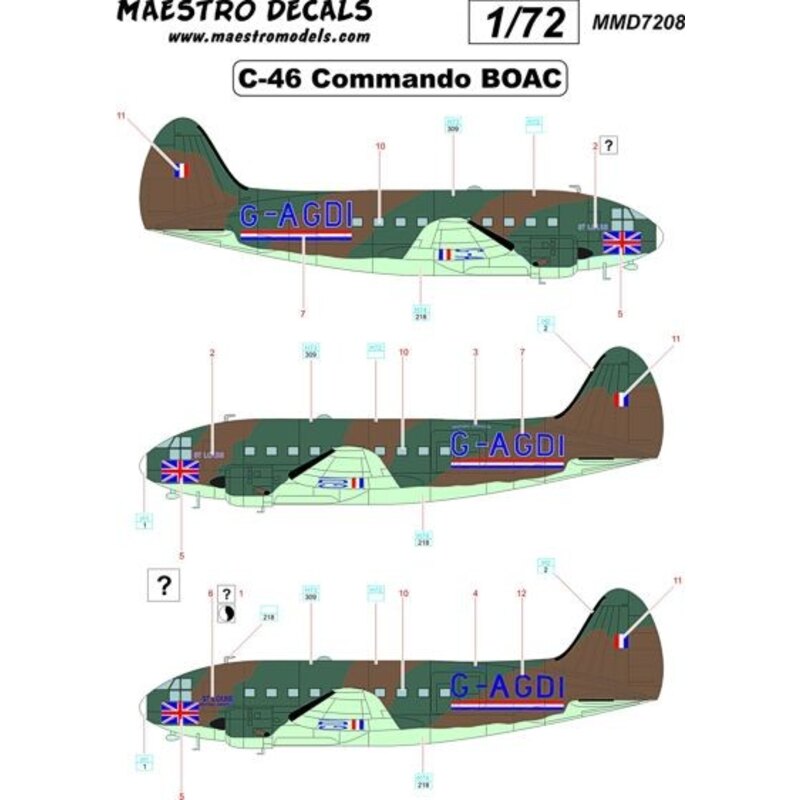 Décal Curtiss C-46 Commando decals BOAC