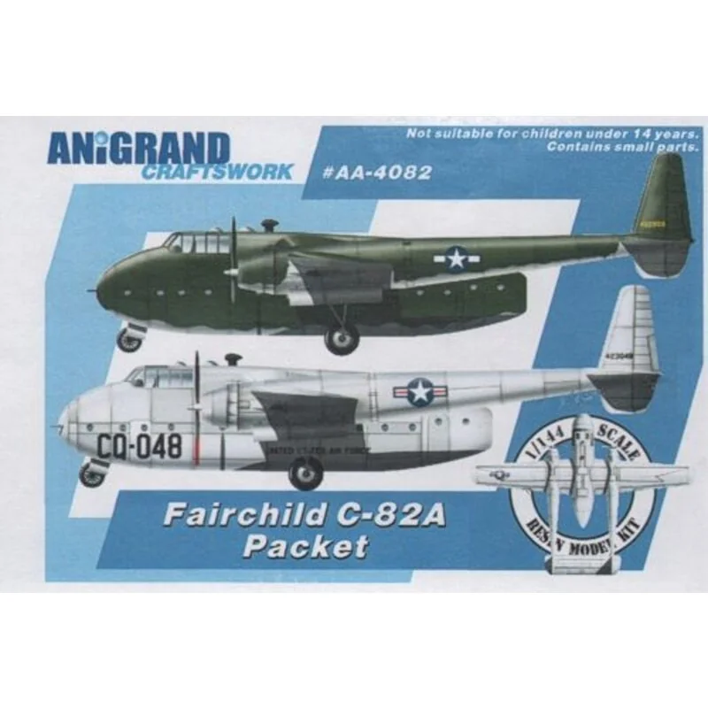 Fairchild C-82A Packet (US twin-boom transport) plus bonus kits: Stout XC-65 Skycar, Vultee XP-68 Tornado, General Airborne XGC-