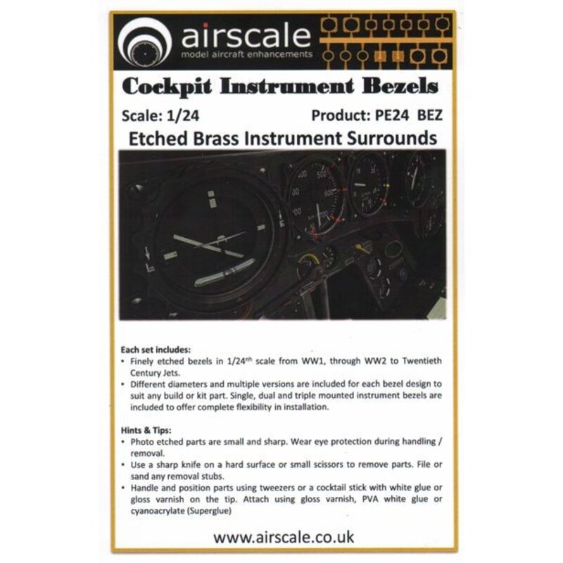 Instrument Bezels. German, RAF, US instrument bezels - Covers most eras - WW1 to Jets - Fine relief etching for mounting studs