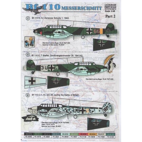 Décal Print Scale Décal Messerschmitt Bf 110 Part 2