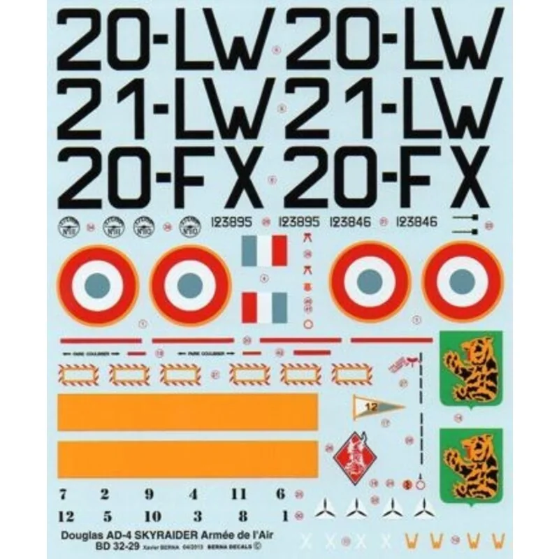 Décal Douglas AD-4 Skyraider French 20-LW Algeria in 1961, 21-20-1963 LW Djibouti Algeria FX 1961