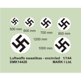  Décal Luftwaffe Swastikas, Encircled (diameter: 500;600;700;800;1000;1200 mm), 2 sets